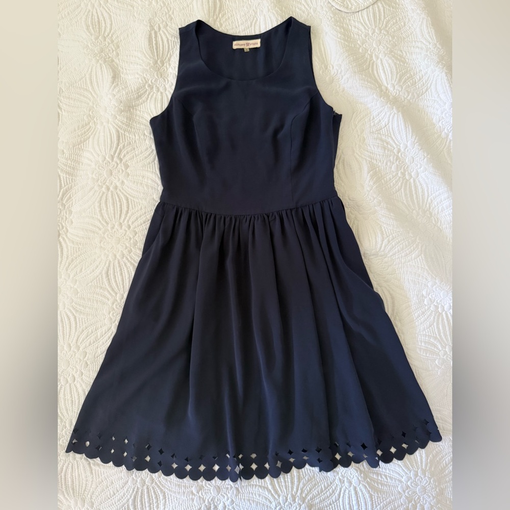 Altar'd State Navy Sleeveless Aline Side Zipper Dress; Size S